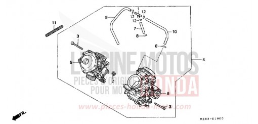 CARBURATEUR (ENS.) NTV650V de 1997